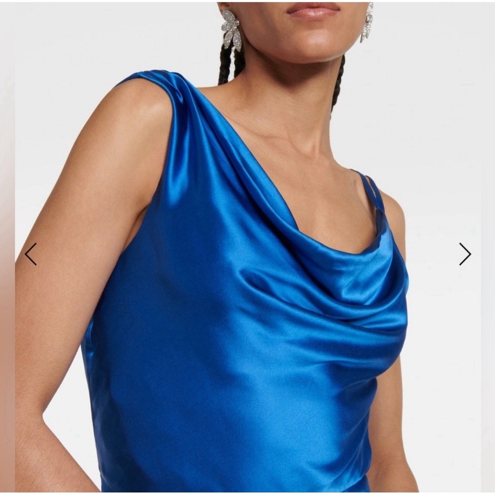 Veronica Beard Sanderson Maxi Dress Azure Blue Size 4 Silk Blend Slip Gown - Picture 4 of 15
